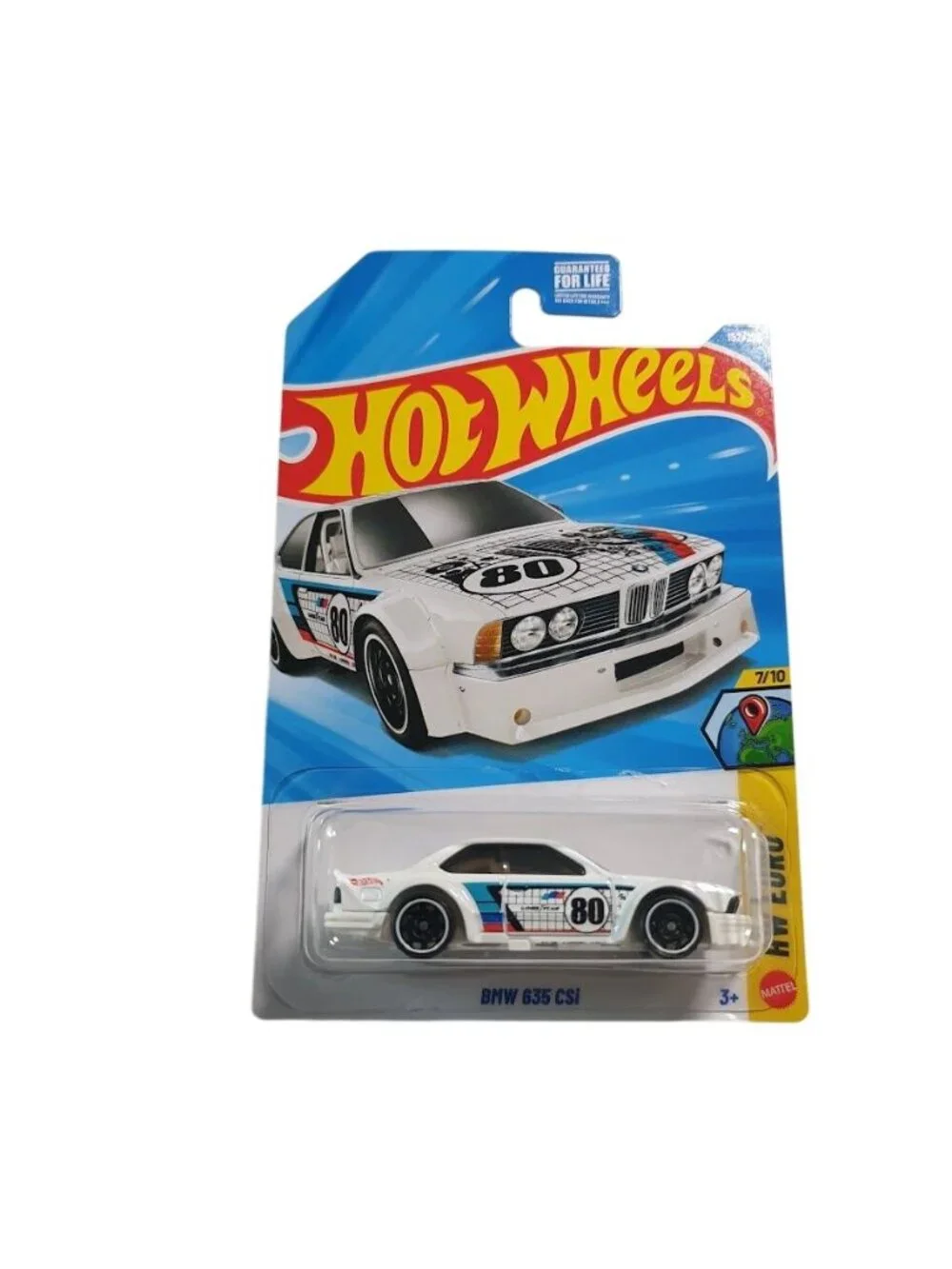 Hot Wheels BMW 635 CSI HW Euro White Blue Red 7/10 Diecast Toy Car Mattel Gift